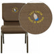 Brown Fabric/Gold Vein Frame |#| Embroidered 18.5inchW Stacking Church Chair in Brown Fabric - Gold Vein Frame