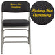 Black |#| Embroidered Triple Braced Black Pin-Dot Fabric Metal Folding Chair