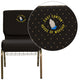 Black Dot Patterned Fabric/Gold Vein Frame |#| EMB 21inchW Church Chair in Black Dot Patterned Fabric w/ Cup Book Rack-Gold Frame