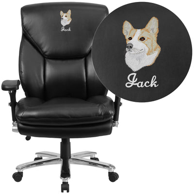 Embroidered HERCULES Series 24/7 Intensive Use Big & Tall 400 lb. Rated High Back Executive Swivel Ergonomic Office Chair with Lumbar Knob and Large Triangular Shaped Headrest