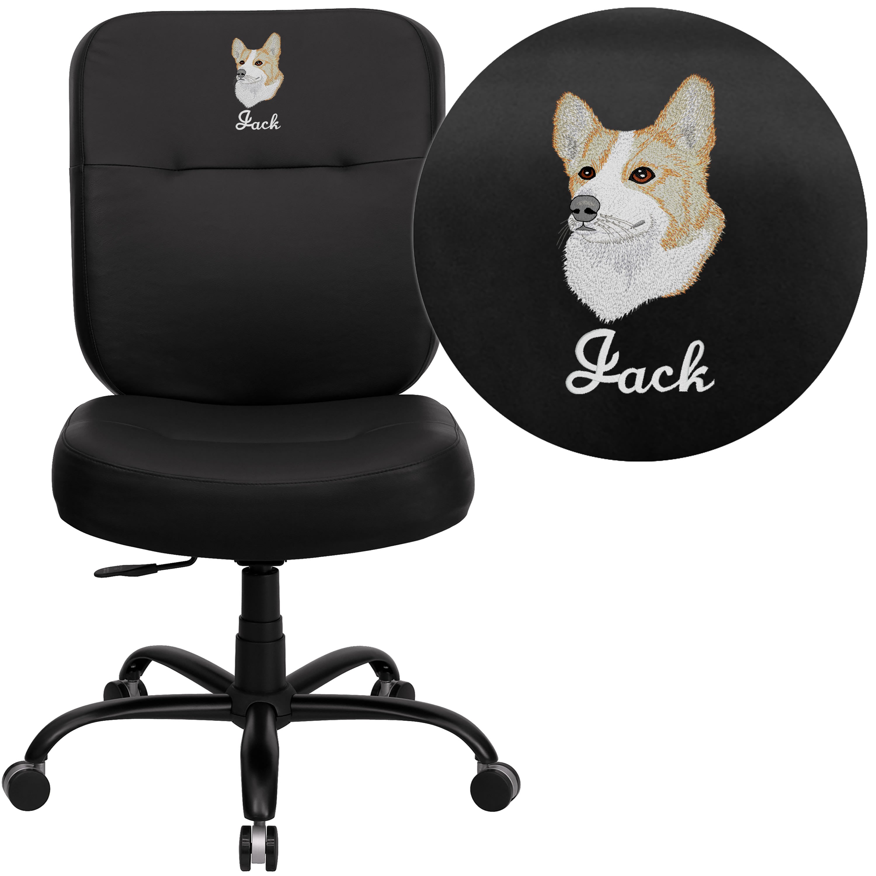 400LB High Back Office Chair WL 735SYG EMB BizChair