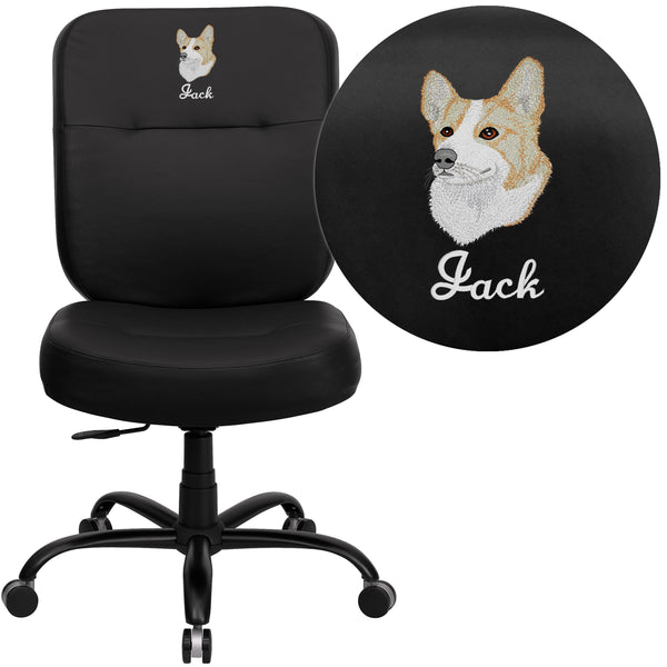 Black LeatherSoft |#| EMB Big & Tall 400 lb. Rated High Back Black LeatherSoft Ergonomic Chair