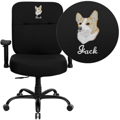 Embroidered HERCULES Series Big & Tall 400 lb. Rated Executive Swivel Ergonomic Office Chair with Rectangular Back and Arms