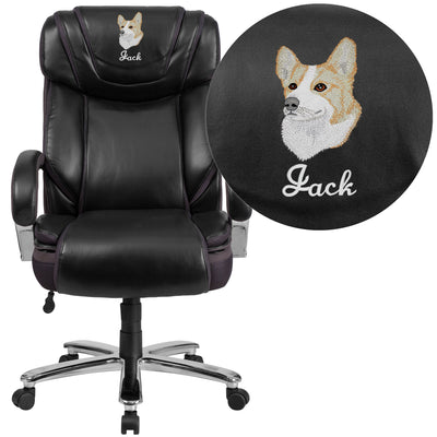 Embroidered HERCULES Series Big & Tall 500 lb. Rated LeatherSoft Executive Swivel Ergonomic Office Chair with Extra Wide Seat