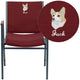 Burgundy Patterned Fabric |#| Embroidered Heavy Duty Burgundy Patterned Fabric Stack Chair with Arms