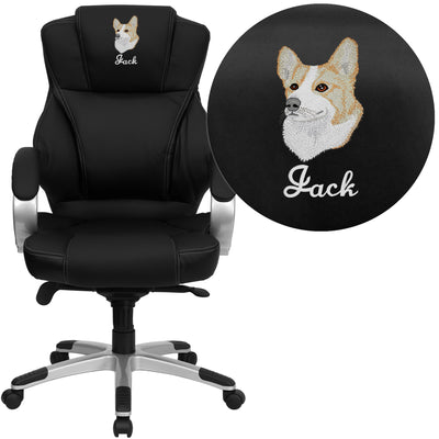 Embroidered High Back LeatherSoft Contemporary Executive Swivel Ergonomic Office Chair