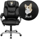 EMB High Back Black LeatherSoft Layer Padded Office Chair with Silver Nylon Base