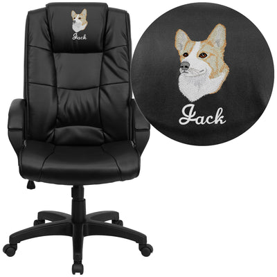 Embroidered High Back Multi-Line Stitch Upholstered Executive Swivel Office Chair with Arms