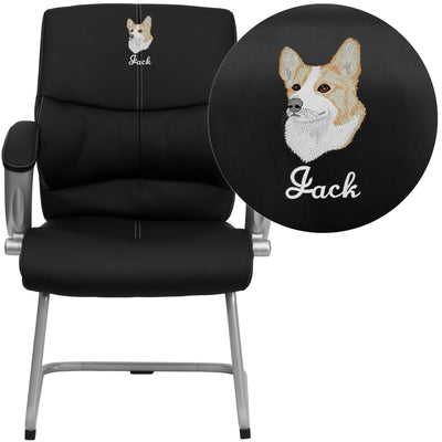 Embroidered LeatherSoft Executive Side Chair