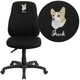 Embroidered Mid-Back Black Fabric Multifunction Swivel Ergonomic Office Chair