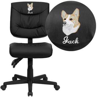 Embroidered Mid-Back LeatherSoft Multifunction Swivel Ergonomic Task Office Chair