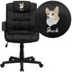 EMB Mid-Back Black LeatherSoft Ripple and Accent Stitch Upholstered Office Chair
