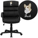 EMB Mid-Back Black LeatherSoft Swivel Office Chair w/Accent Divided Back & Arms