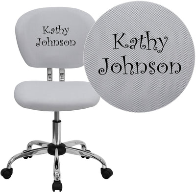 Embroidered Mid-Back Mesh Padded Swivel Task Office Chair with Chrome Base - View 1