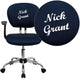 Navy |#| EMB Mid-Back Navy Mesh Padded Swivel Task Office Chair with Chrome Base & Arms