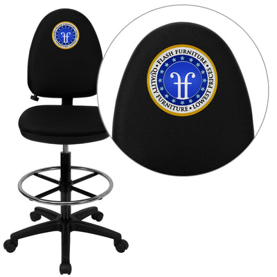 Embroidered Mid-Back Multi-Functional Ergonomic Drafting Chair with Adjustable Lumbar Support
