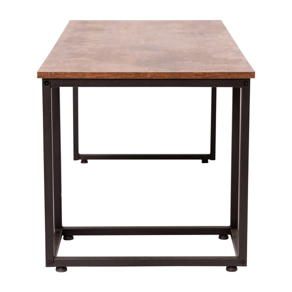 2 Piece Nesting Coffee Tables Set in Walnut with Black Steel Sled Style Frames