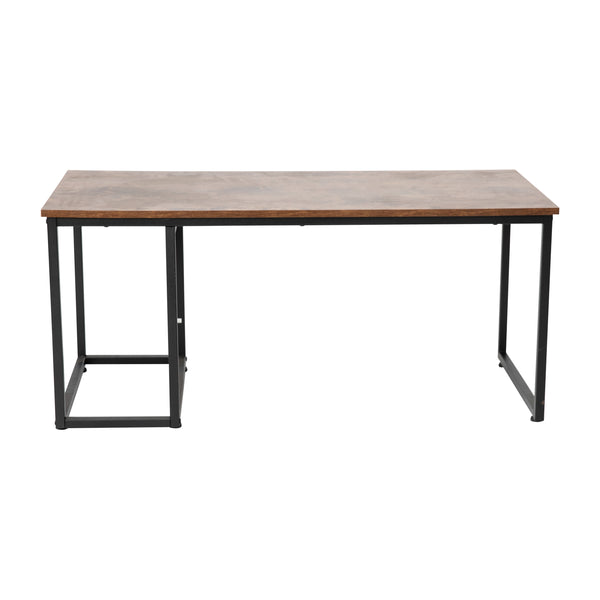 2 Piece Nesting Coffee Tables Set in Walnut with Black Steel Sled Style Frames