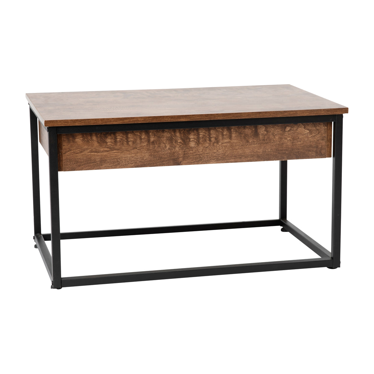 2 Piece Nesting Coffee Tables Set in Walnut with Black Steel Sled Style Frames