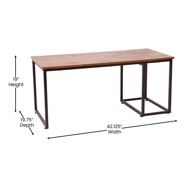 2 Piece Nesting Coffee Tables Set in Walnut with Black Steel Sled Style Frames