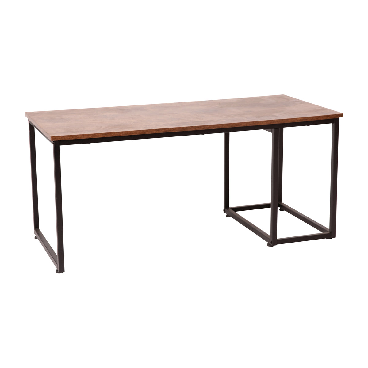 2 Piece Nesting Coffee Tables Set in Walnut with Black Steel Sled Style Frames