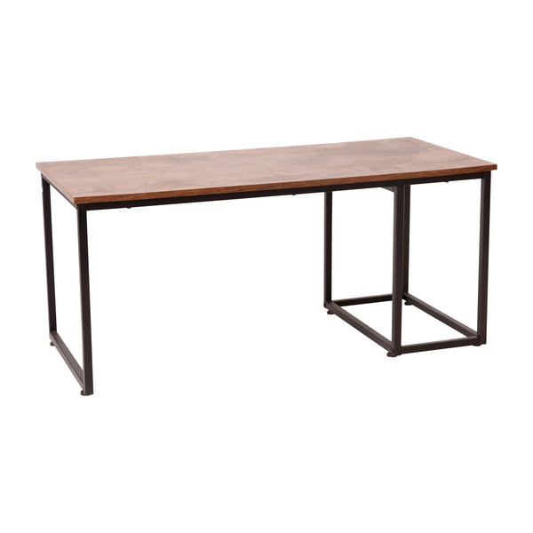 2 Piece Nesting Coffee Tables Set in Walnut with Black Steel Sled Style Frames