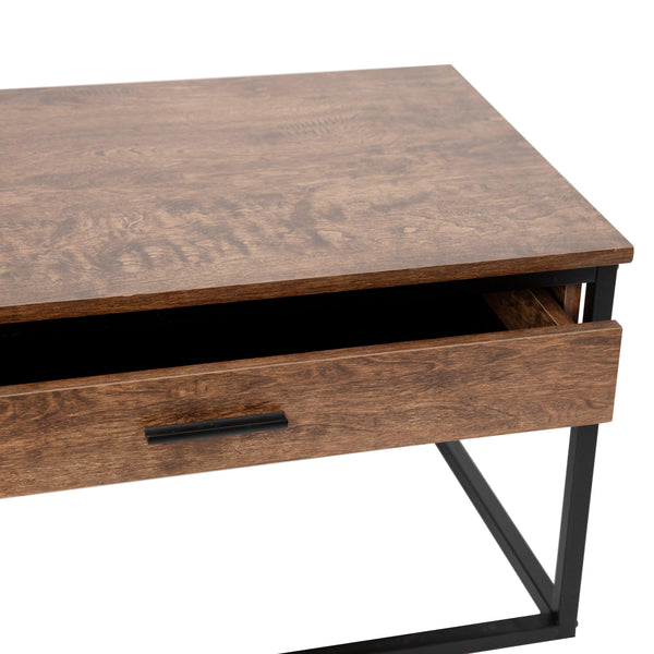 2 Piece Nesting Coffee Tables Set in Walnut with Black Steel Sled Style Frames