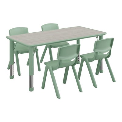 23.625"W x 47.25"L Rectangle Plastic Activity Table Set with 4 Chairs - View 1