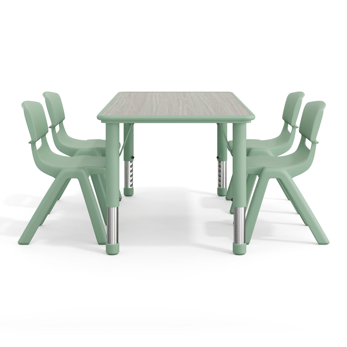 Light Gray Woodgrain/Sage |#| 5 PC Plastic Activity Table and 4 Chairs Set, 10.5"Seat Height-Sage