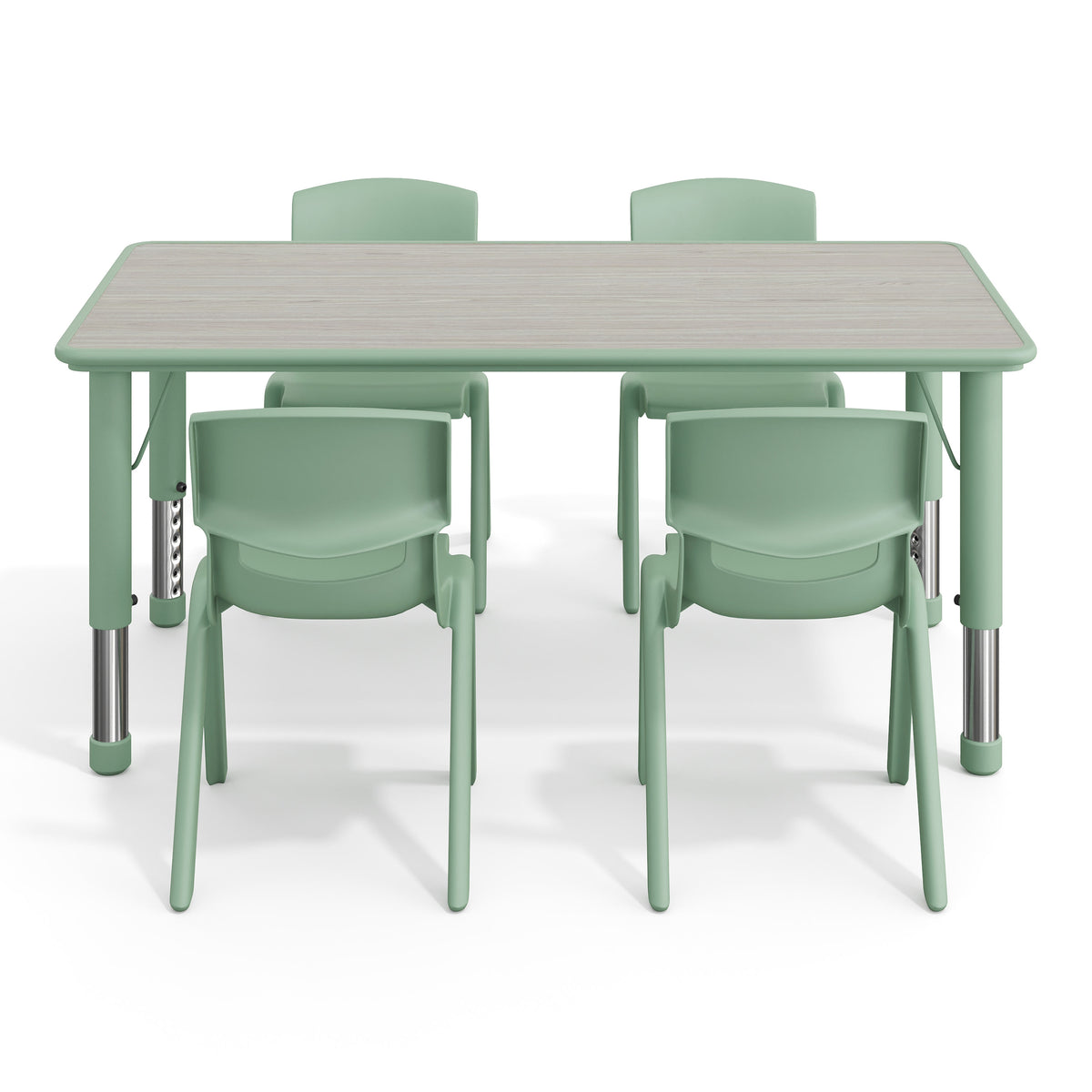 Light Gray Woodgrain/Sage |#| 5 PC Plastic Activity Table and 4 Chairs Set, 10.5"Seat Height-Sage