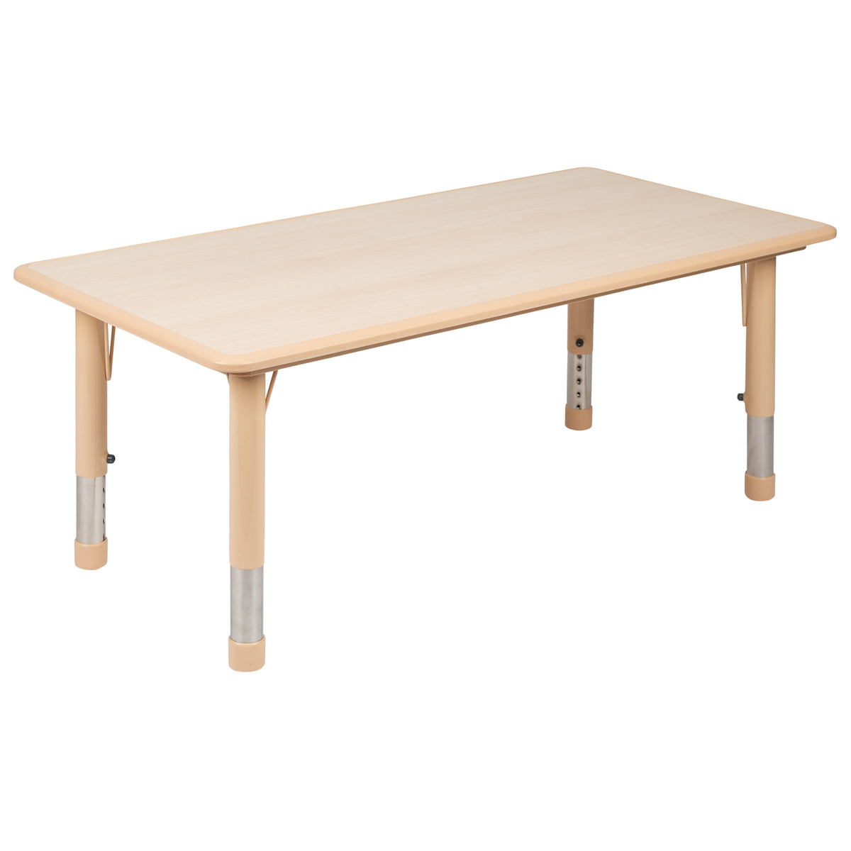 Natural |#| 23.625"W x 47.25"L Rectangle Natural Plastic Activity Table Set with 4 Chairs
