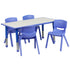 Blue |#| 23.625"W x 47.25"L Rectangular Blue Plastic Activity Table Set with 4 Chairs