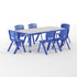 Blue |#| 23.625"W x 47.25"L Rectangular Blue Plastic Activity Table Set with 6 Chairs