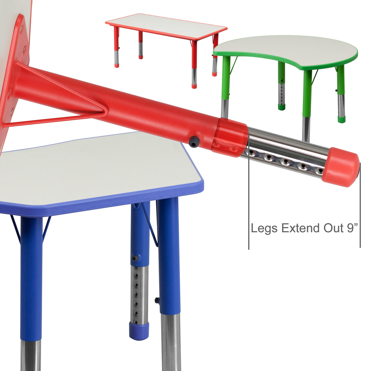 Blue |#| 23.625"W x 47.25"L Rectangular Blue Plastic Activity Table Set with 6 Chairs