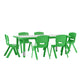 Green |#| 23.625"W x 47.25"L Rectangular Green Plastic Activity Table Set with 6 Chairs