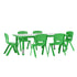 Green |#| 23.625"W x 47.25"L Rectangular Green Plastic Activity Table Set with 6 Chairs