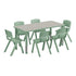 Light Gray Woodgrain/Sage |#| 7 PC Plastic Activity Table and 6 Chairs Set, 10.5"Seat Height-Sage