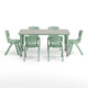 Light Gray Woodgrain/Sage |#| 7 PC Plastic Activity Table and 6 Chairs Set, 10.5"Seat Height-Sage