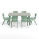 Light Gray Woodgrain/Sage |#| 7 PC Plastic Activity Table and 6 Chairs Set, 10.5"Seat Height-Sage