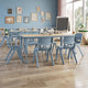 Natural Woodgrain/Dusty Blue |#| 7 PC Plastic Activity Table and 6 Chairs Set, 10.5"Seat Height-Dusty Blue