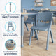 Natural Woodgrain/Dusty Blue |#| 7 PC Plastic Activity Table and 6 Chairs Set, 10.5"Seat Height-Dusty Blue