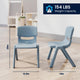 Natural Woodgrain/Dusty Blue |#| 7 PC Plastic Activity Table and 6 Chairs Set, 10.5"Seat Height-Dusty Blue