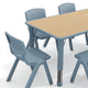Natural Woodgrain/Dusty Blue |#| 7 PC Plastic Activity Table and 6 Chairs Set, 10.5"Seat Height-Dusty Blue