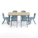 Natural Woodgrain/Dusty Blue |#| 7 PC Plastic Activity Table and 6 Chairs Set, 10.5"Seat Height-Dusty Blue