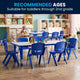 Blue |#| 23.625"W x 47.25"L Rectangular Blue Plastic Activity Table Set with 6 Chairs