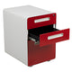 White and Red |#| Ergonomic 3-Drawer Mobile Locking Filing Cabinet-White with Red Faceplate