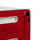 White and Red |#| Ergonomic 3-Drawer Mobile Locking Filing Cabinet-White with Red Faceplate