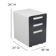 White and Charcoal |#| Ergonomic 3-Drawer Mobile Locking Filing Cabinet-White with Charcoal Faceplate