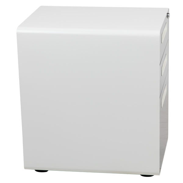 White and Charcoal |#| Ergonomic 3-Drawer Mobile Locking Filing Cabinet-White with Charcoal Faceplate