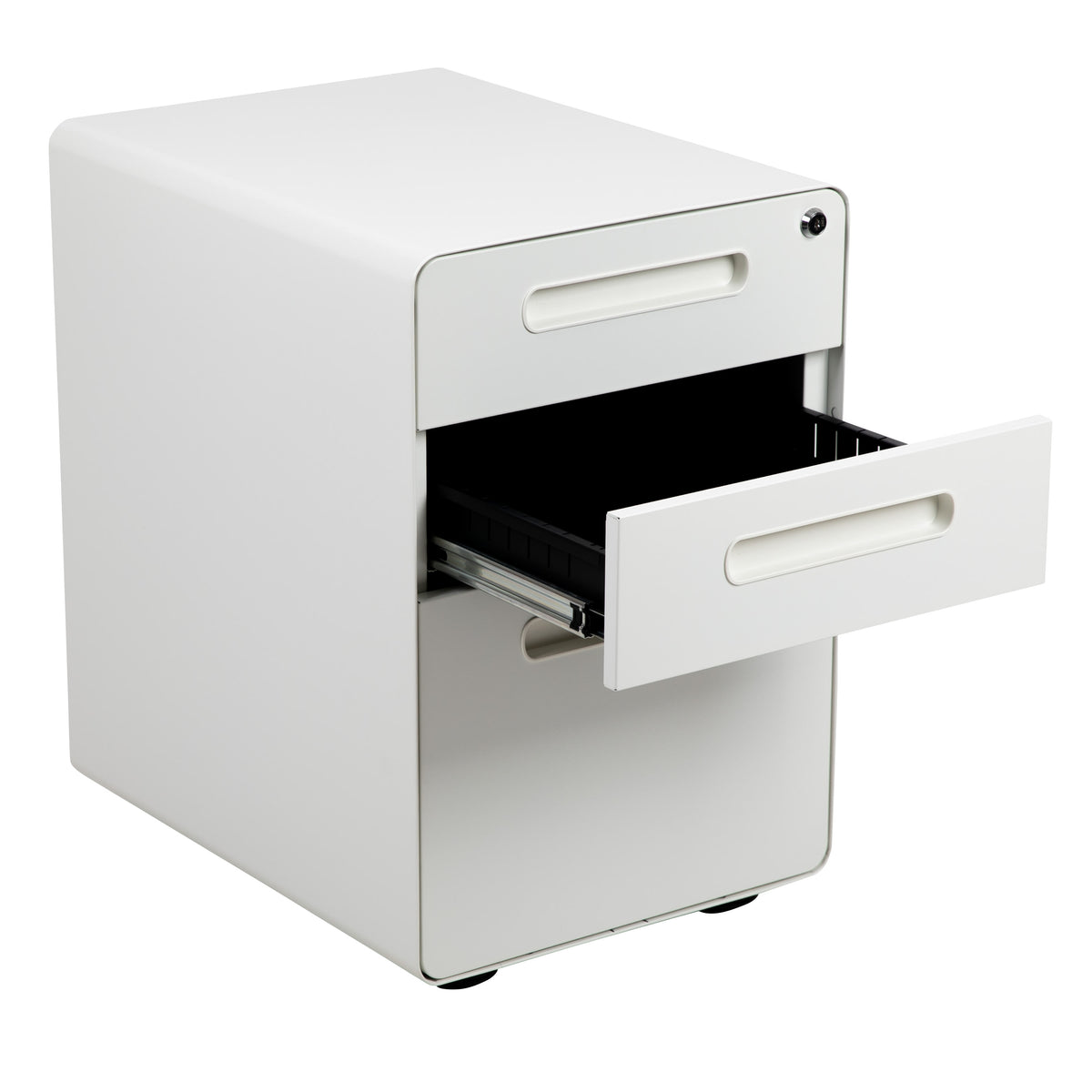 White |#| Ergonomic 3-Drawer Mobile Locking Filing Cabinet Storage Organizer-White